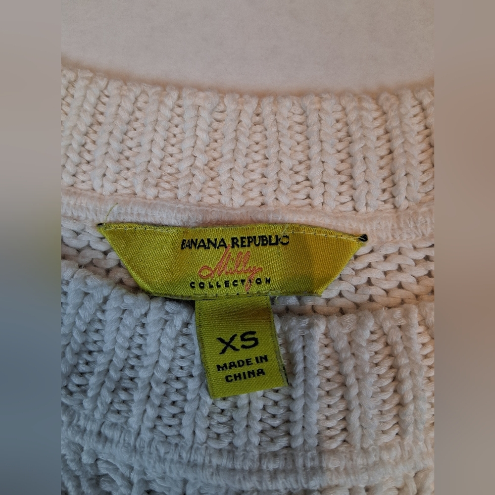 Banana Republic Milly Collection Open Knit Sweater XS White Cotton Classic - Picture 3 of 10